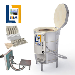 L&L e18T-3  Easy-Fire Kiln Package with Vent, Furniture and Genesis Touchscreen