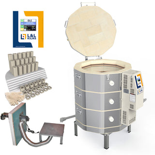 L&L e23T-3 Easy-Fire Kiln Package with Vent, Furniture and Genesis Touchscreen:  240/1 & 208/3 In Stock