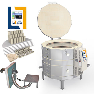 L&L e28M-3 Easy-Fire Kiln Package with Vent, Furniture and Genesis Touchscreen:  240/1 & 208/3 In Stock