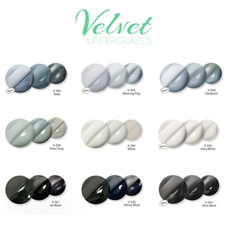 Amaco Velvet Underglazes: Whites, Blacks, Greys